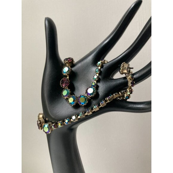 Weiss Flower Rhinestone and Aurora Borealis Choker 15 1/2" - Picture 5 of 12